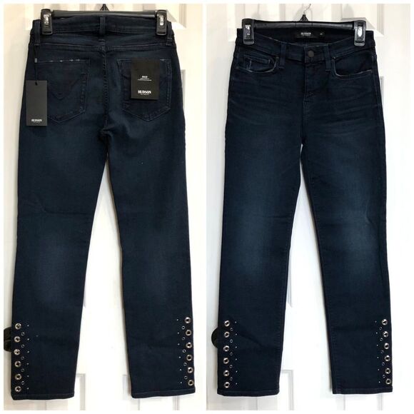 HUDSON - NWT - Sz 26 "Nico" Midrise Cigarette Jean/Grommet Detail in After Night - Picture 2 of 16